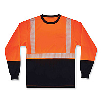 ergodyne GloWear 8281BK Class 2 Long Sleeve Shirt with Black Bottom, Polyester, 3X-Large, Orange (EGO22687)