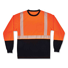 ergodyne GloWear 8281BK Class 2 Long Sleeve Shirt with Black Bottom, Polyester, 3X-Large, Orange (EGO22687)