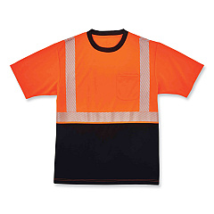 ergodyne GloWear 8280BK Class 2 Performance T-Shirt with Black Bottom, Polyester, Small, Orange (EGO22582)