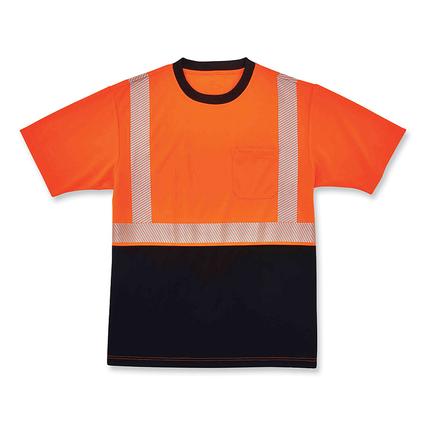 ergodyne GloWear 8280BK Class 2 Performance T-Shirt with Black Bottom, Polyester, Small, Orange (EGO22582)