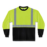 ergodyne GloWear 8291BK Type R Class 2 Black Front Long Sleeve T-Shirt, Polyester, Large, Lime (EGO22704)