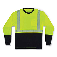 ergodyne GloWear 8281BK Class 2 Long Sleeve Shirt with Black Bottom, Polyester, 2X-Large, Lime (EGO22636)