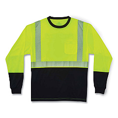 ergodyne GloWear 8281BK Class 2 Long Sleeve Shirt with Black Bottom, Polyester, 2X-Large, Lime (EGO22636)