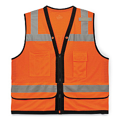 ergodyne GloWear 8253HDZ Class 2 Heavy-Duty Mesh Surveyors Vest, Polyester, Small/Medium, Orange (EGO23313)