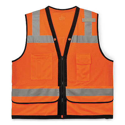 ergodyne GloWear 8253HDZ Class 2 Heavy-Duty Mesh Surveyors Vest, Polyester, Small/Medium, Orange (EGO23313)