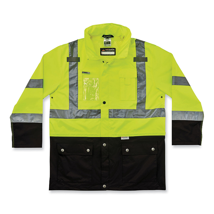 ergodyne GloWear 8386 Class 3 Hi-Vis Outer Shell Jacket, Polyester, Large, Lime (EGO25374)