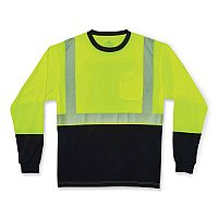 ergodyne GloWear 8281BK Class 2 Long Sleeve Shirt with Black Bottom, Polyester, 3X-Large, Lime (EGO22637)
