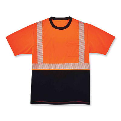 ergodyne GloWear 8280BK Class 2 Performance T-Shirt with Black Bottom, Polyester, 2X-Large, Orange (EGO22586)