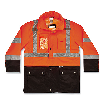 ergodyne GloWear 8386 Class 3 Hi-Vis Outer Shell Jacket, Polyester, Medium, Orange (EGO25463)