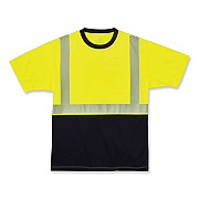 ergodyne GloWear 8280BK Class 2 Performance T-Shirt with Black Bottom, Polyester, 2X-Large, Lime (EGO22536)