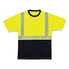 ergodyne GloWear 8280BK Class 2 Performance T-Shirt with Black Bottom, Polyester, 2X-Large, Lime (EGO22536)