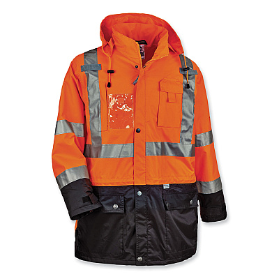 ergodyne GloWear 8386 Class 3 Hi-Vis Outer Shell Jacket, Polyester, 5X-Large, Orange (EGO25469)