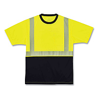 ergodyne GloWear 8280BK Class 2 Performance T-Shirt with Black Bottom, Polyester, 4X-Large, Lime (EGO22538)