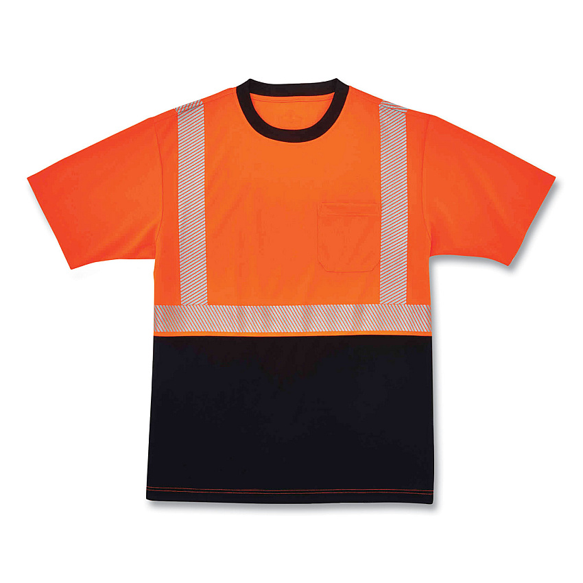 ergodyne GloWear 8280BK Class 2 Performance T-Shirt with Black Bottom, Polyester, 3X-Large, Orange (EGO22587)