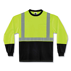 ergodyne GloWear 8291BK Type R Class 2 Black Front Long Sleeve T-Shirt, Polyester, 5X-Large, Lime (EGO22709)