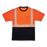 ergodyne GloWear 8280BK Class 2 Performance T-Shirt with Black Bottom, Polyester, X-Large, Orange (EGO22585)