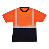 ergodyne GloWear 8280BK Class 2 Performance T-Shirt with Black Bottom, Polyester, X-Large, Orange (EGO22585)