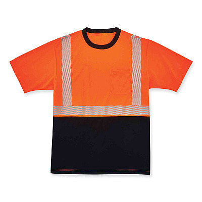 ergodyne GloWear 8280BK Class 2 Performance T-Shirt with Black Bottom, Polyester, X-Large, Orange (EGO22585)