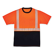ergodyne GloWear 8280BK Class 2 Performance T-Shirt with Black Bottom, Polyester, Large, Orange (EGO22584)