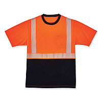 ergodyne GloWear 8280BK Class 2 Performance T-Shirt with Black Bottom, Polyester, Large, Orange (EGO22584)