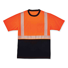 ergodyne GloWear 8280BK Class 2 Performance T-Shirt with Black Bottom, Polyester, Large, Orange (EGO22584)