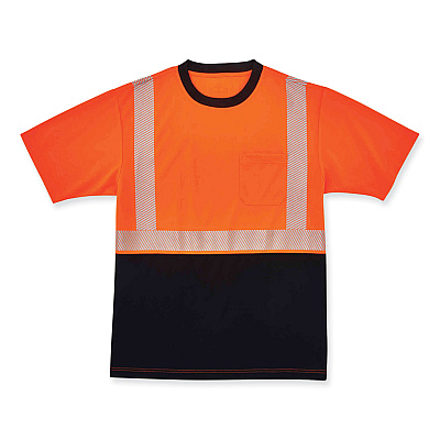ergodyne GloWear 8280BK Class 2 Performance T-Shirt with Black Bottom, Polyester, Large, Orange (EGO22584)