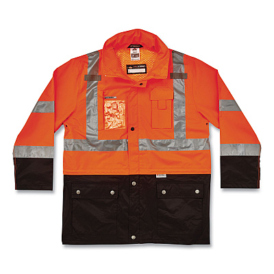 ergodyne GloWear 8386 Class 3 Hi-Vis Outer Shell Jacket, Polyester, 4X-Large, Orange (EGO25468)