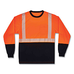 ergodyne GloWear 8281BK Class 2 Long Sleeve Shirt with Black Bottom, Polyester, 2X-Large, Orange (EGO22686)