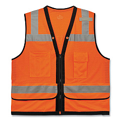 ergodyne GloWear 8253HDZ Class 2 Heavy-Duty Mesh Surveyors Vest, Polyester, 2X-Large/3X-Large, Orange (EGO23317)