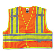 ergodyne GloWear 8245PSV Class 2 Public Safety Vest, Polyester, 4X-Large/5X-Large, Orange (EGO23389)