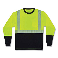 ergodyne GloWear 8281BK Class 2 Long Sleeve Shirt with Black Bottom, Polyester, Large, Lime (EGO22634)