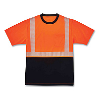 ergodyne GloWear 8280BK Class 2 Performance T-Shirt with Black Bottom, Polyester, Medium, Orange (EGO22583)