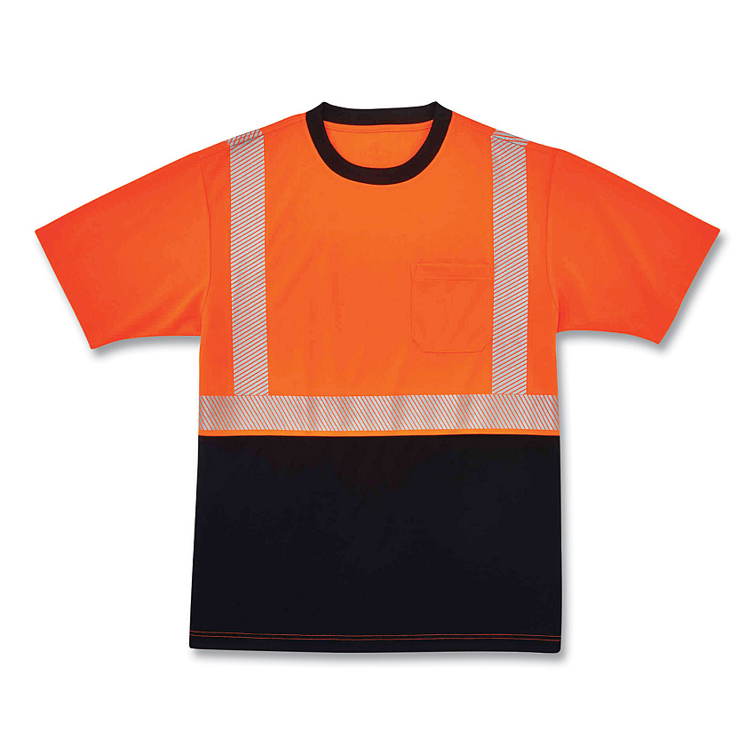 ergodyne GloWear 8280BK Class 2 Performance T-Shirt with Black Bottom, Polyester, Medium, Orange (EGO22583)