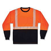 ergodyne GloWear 8281BK Class 2 Long Sleeve Shirt with Black Bottom, Polyester, Large, Orange (EGO22684)
