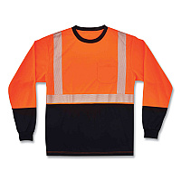 ergodyne GloWear 8281BK Class 2 Long Sleeve Shirt with Black Bottom, Polyester, Large, Orange (EGO22684)