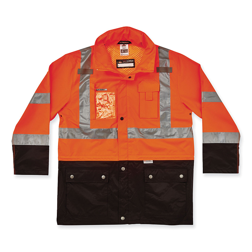 ergodyne GloWear 8386 Class 3 Hi-Vis Outer Shell Jacket, Polyester, Small, Orange (EGO25462)