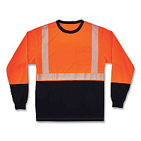 ergodyne GloWear 8281BK Class 2 Long Sleeve Shirt with Black Bottom, Polyester, 5X-Large, Orange (EGO22689)