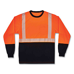 ergodyne GloWear 8281BK Class 2 Long Sleeve Shirt with Black Bottom, Polyester, 5X-Large, Orange (EGO22689)