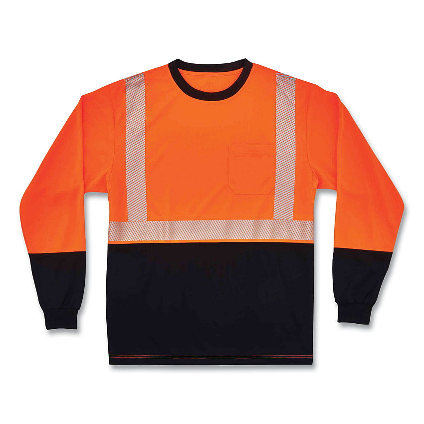 ergodyne GloWear 8281BK Class 2 Long Sleeve Shirt with Black Bottom, Polyester, 5X-Large, Orange (EGO22689)