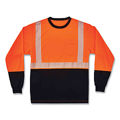 ergodyne GloWear 8281BK Class 2 Long Sleeve Shirt with Black Bottom, Polyester, 4X-Large, Orange (EGO22688)