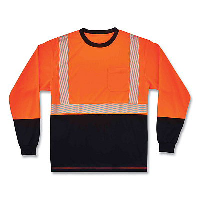 ergodyne GloWear 8281BK Class 2 Long Sleeve Shirt with Black Bottom, Polyester, 4X-Large, Orange (EGO22688)