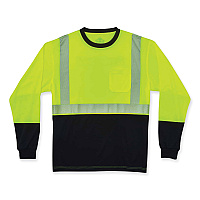 ergodyne GloWear 8281BK Class 2 Long Sleeve Shirt with Black Bottom, Polyester, Small, Lime (EGO22632)