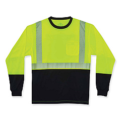 ergodyne GloWear 8281BK Class 2 Long Sleeve Shirt with Black Bottom, Polyester, Small, Lime (EGO22632)