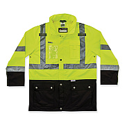 ergodyne GloWear 8386 Class 3 Hi-Vis Outer Shell Jacket, Polyester, X-Large, Lime (EGO25375)