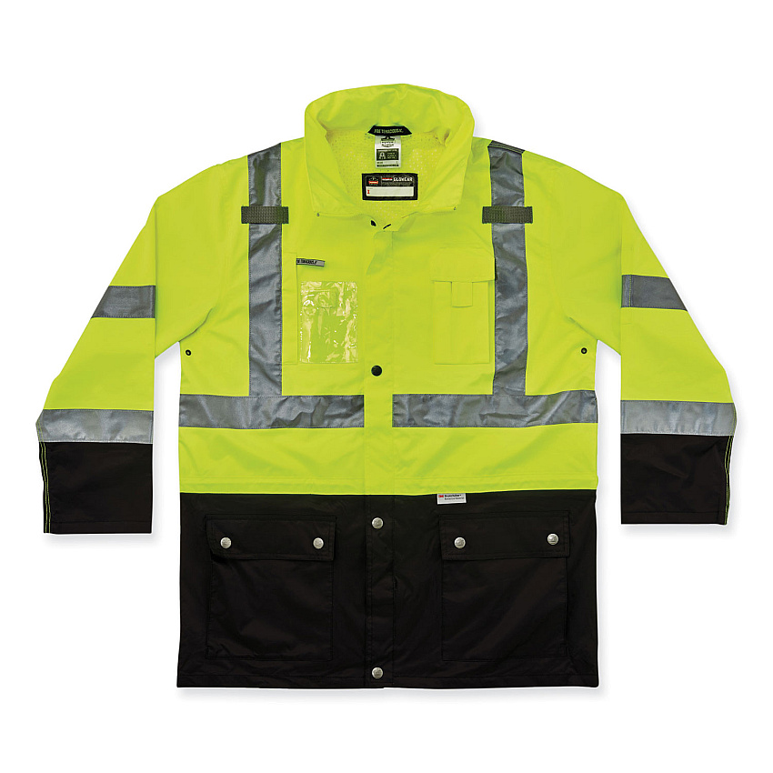 ergodyne GloWear 8386 Class 3 Hi-Vis Outer Shell Jacket, Polyester, X-Large, Lime (EGO25375)
