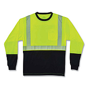 ergodyne GloWear 8281BK Class 2 Long Sleeve Shirt with Black Bottom, Polyester, Medium, Lime (EGO22633)