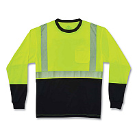 ergodyne GloWear 8281BK Class 2 Long Sleeve Shirt with Black Bottom, Polyester, Medium, Lime (EGO22633)