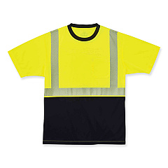 ergodyne GloWear 8280BK Class 2 Performance T-Shirt with Black Bottom, Polyester, X-Large, Lime (EGO22535)