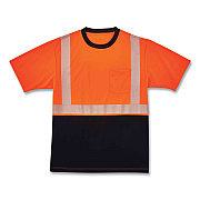 ergodyne GloWear 8280BK Class 2 Performance T-Shirt with Black Bottom, Polyester, 5X-Large, Orange (EGO22589)