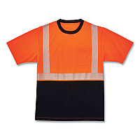 ergodyne GloWear 8280BK Class 2 Performance T-Shirt with Black Bottom, Polyester, 5X-Large, Orange (EGO22589)
